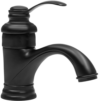 Wasserhahn Bad Waschtischarmatur Retro Spültischarmatur Mischbatterie Waschbecken Armatur, Badarmatur Messing Nostalgie Badezimmerhahn G1/2 für Badezimmer - Schwarz