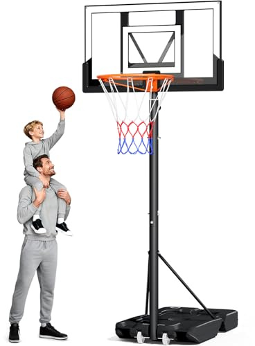 Panier de Basket Extérieur 100-305cm，Panier Basket Enfant et Adultes,Panneau Arrière PC Hautement Résistant, 2 Filets Résistants aux Intempéries