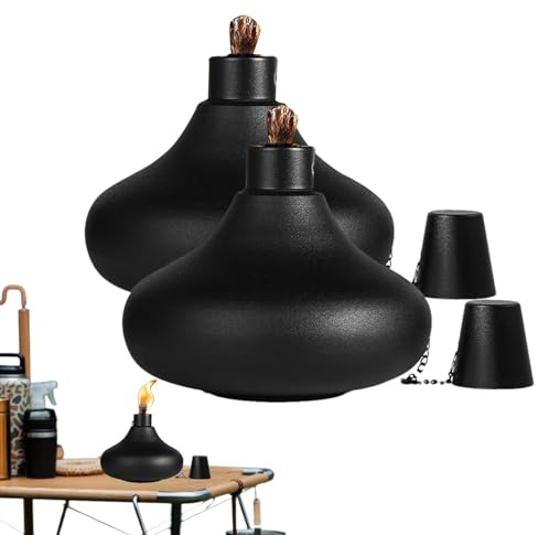 Genérico Antorcha Mesa - 2 Piezas De Acero Inoxidable, Lámpara De Alcohol Recargable | Luz Decorativa con Mechas Y Tapa para Jardín, Patio, Terraza, Hogar, Fiestas Y Eventos Al Aire Libre