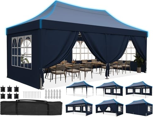 Quictent Faltpavillon 3x6m wasserdicht | Partyzelt, Pop-Up Pavillon, Gartenpavillon, stabil, mit Seitenwänden, UV-Schutz 50+, Tragetasche inkl, Stahlrahmen