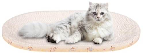 Tappetino Graffiatoio Per Gatti - Ovale Grande in Cartone Ondulato | Lavagna Graffiante per Gatti in Cartone - Per Interni Casa Appartamento Protezione Mobili
