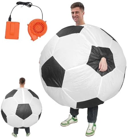 Aeimekfal Disfraces Hinchables, Disfraz inflable de balón de fútbol para adultos, Traje Inflable de Fútbol, Disfraz Unisex para Temáticas para Cosplay Cumpleaños Eventos Cómicos Obras Escolares