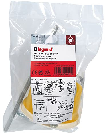 Legrand Batibox Energie DCL leg90515 Deckenleuchte, Box fr Gipskarton, Gelb, Kunststoff, nicht wasserfest, mit Haken und Verschluss