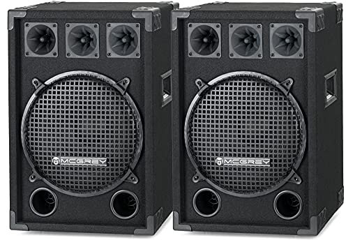 McGrey Paar DJ-1222 DJ PA Lautsprecher Box 30cm (12“) Subwoofer 1200W (Passiv, 2-Wege System, Holzgehäuse)