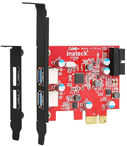 Inateck Carte Contrôleur USB 3.0 2 Ports PCI Express pour Win XP/7/8/10 Auto alimentée,KT4006