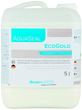 Berger-Seidle | AquaSeal EcoGold | 1K Parkettlack | wasserbasierter Parkettsiegel | umweltschonend | halbmatt (5 Liter)