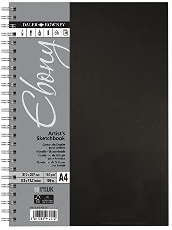 Daler Rowney Skizzenbuch, A4, Hochformat, harter Einband, spiralgeheftet