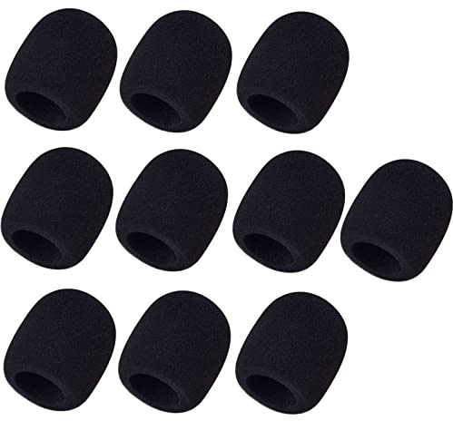 Mudder 10 Pack Microphone Covers Foam Microphone Windscreen Mic Covers Thick Handheld Stage Disposable Mic Pop Filter Suitable for Most Standard Black