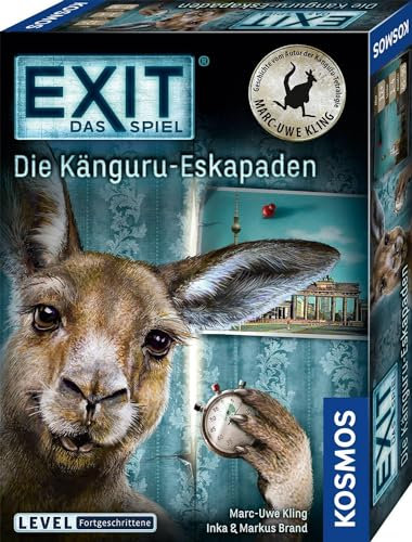 KOSMOS 695071 EXIT® - Das Spiel - Die Känguru-Eskapaden, Level: Fortgeschrittene, Marc-Uwe Kling Känguru Chroniken, Escape Room Spiel, EXIT Game 1-4 Spieler ab 12 Jahre