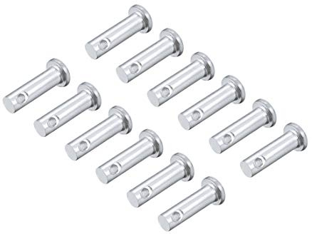 sourcing map 12 Stück Steckbolzen Gabelkopfstifte Einloch Flachkopf,6mm X 16mm Splintstift Verzinkung Massiver Stahl Lochbolzen