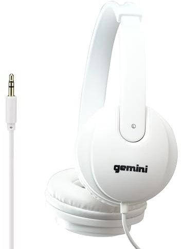 Gemini Sound DJX-200 White Professional DJ Headphones - Over-Ear Monitor with 40mm Drivers, Ultra-Comfort Ear Cups, Noise Isolation, Lightweight Design for DJing, Gaming, Podcasting, Music Production