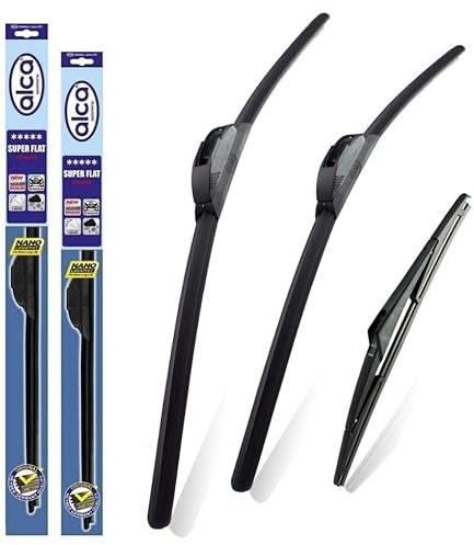 alca Germany Fits Renault Kadjar 2015-onwards Set of 3 Windscreen Wiper Blades Super Flat Front Rear 2617H 9L ASF2617H9L