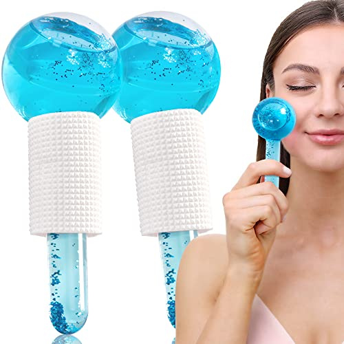 Facial Ice Globes, 2 Stück Facial Globes für Massagewerkzeuge, Facial Roller-Massagegeräte für kalte Haut, straffen die Haut, reduzieren Schwellungen und Augenringe, verbessern die Durchblutung (Blau)
