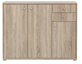 FORTE TEMPRA 2 Kommode mit 3 Türen und 2 Schubladen, KHolzwerkstoff, Sonoma Eiche, 108.8 x 111.1 x 34.8 cm