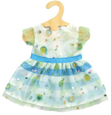 Heless 1232 - Puppenkleidung im Design Blumenmeer, sommerliches Kleid mit feinen Pailletten-Blumenstickereien für Puppen und Kuscheltiere der Größe 28 - 35 cm