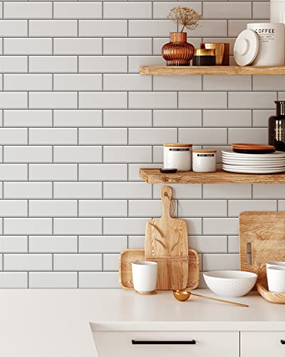 Coloritto Subway Tile Wallpaper | Removable Self Adhesive Tile Wallpaper | Geometrical Peel and Stick Wallpaper (Sample 12 W x 8 H)