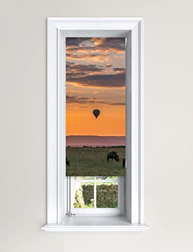 Lister Cartwright Blackout Roller Blinds Photo Windows Hot Air Balloon Safari (60 cm Width x 140 cm Drop)