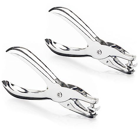 Jaimela Small Hole Punch[2 Pcs], 3mm and 6mm Single Hole Punch, for Crafts Paper Scrapbooking Card Tags, 10 Pcs Book Ring