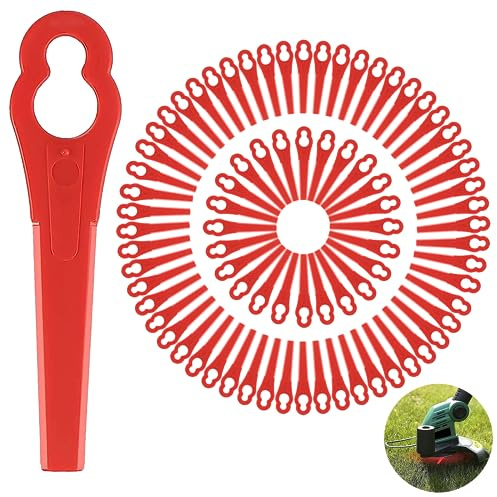 150 Stücke Rasentrimmer Messer, Rot Kunststoffmesser Ersatzmesser, Rasentrimmer Ersatzmesser, Kunststoffmesser Zubehör für Akku Rasentrimmer, für FRT18A FRT18A1 Kunst 46155 FRT20A1