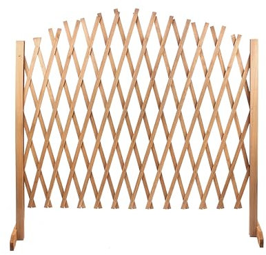 My Garden Expanding Trellis Fence Panel Expands Up To 6 Ft Garden Screen Wooden Trellis For Climbing Plants Includes Fitting Freestanding Kids Safety Dog Pet Patio Lawn Divider Trellis Style (Natural)