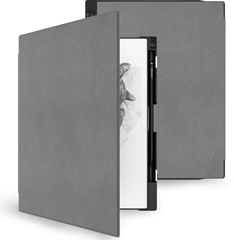 MyGadget Funda para Remarkable 2 Paper Tablet [10,3 Pulgadas - 2020] - Case Magnética Cuero PU con Soporte para Digital Pen - Parte Trasera Dura - Gris Oscuro