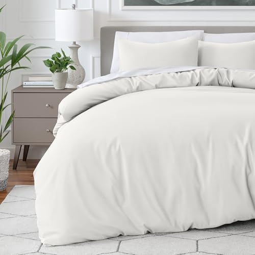 Bare Home Super King Duvet Cover Set - Premium 1800 Ultra-Soft Duvet Cover - Lightweight, Cooling - Includes 2 Pillowcases (Cream)