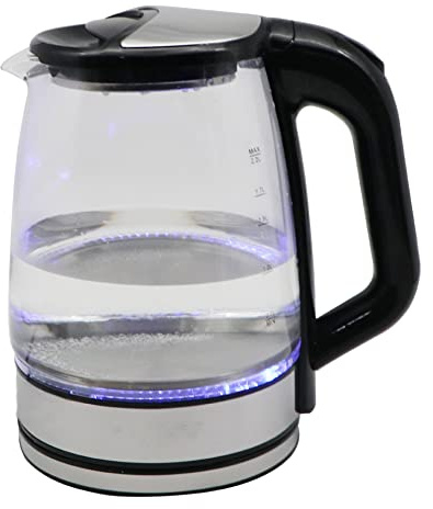 CGCSYZ Bollitore Elettrico 2.2L Ebulizione Rapida Filtro anticalcare Rimovibile Lavabile Apertura Automatica Vetro Premium Compatto Manutenzione Domestica Autonomo 360°