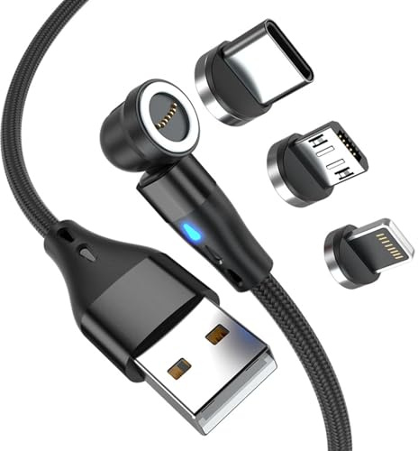 Cable de carga rápida magnética 2M 3 en 1 Cable USB C magnético universal, cargador magnético para Micro USB/Tipo C/Linght-ing