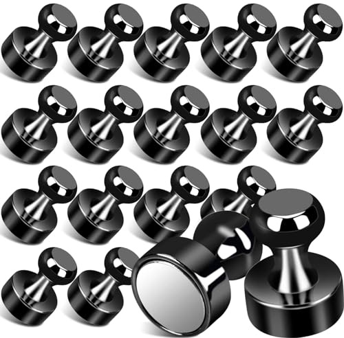 Fridge Magnets for Whiteboard, Strong Refrigerator Magnet Small Neodymium Magnets, 18pcs Meatal Push Pin Magnets for Crafts, Mini Magnet s Black