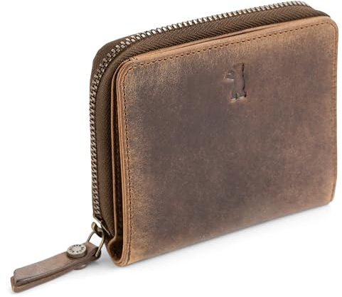 Berliner Bags Vintage Geldbörse Sara, Kleine Portemonnaie, Geldbeutel aus Leder, mit TÜV-gepruftem RFID-Schutz, inkl Geschenk-Box, für Damen - Braun