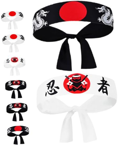 Bandeau Ninja Japonerie 8 Pièces en Polyester pour Cosplay Anime