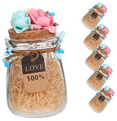Vaguelly 6pièces Boîte à Bonbons Verre Transparent Bocal De Rangement avec Bouchon Bocal Mariage pour Sucre Et Confiseries