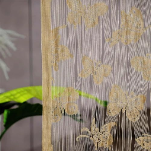 Odot Tenda Fili per Porta Finestra, Stile Farfalla Pannello Frange Moderna 1 Pannello Tenda Antimosche per Porta Esterna con Tasca per Asta, Divisorio di Stanze per Feste (Colore cachi,100x200cm)