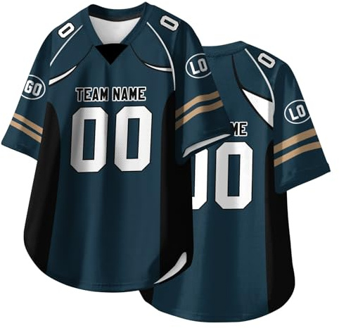 Camisetas de Rugby Personalizadas con Nombre, número y Logotipo para Adultos, jóvenes y preescolares. Camisetas de fútbol Americano Personalizadas de Manga Corta. A27