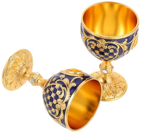 COLLBATH 2pezzi in Metallo Da Medievale Vintage Retro Bicchieri Da Shot Vino Decorativo Tazza Per Santa Per Uso Cerimoniale Halloween