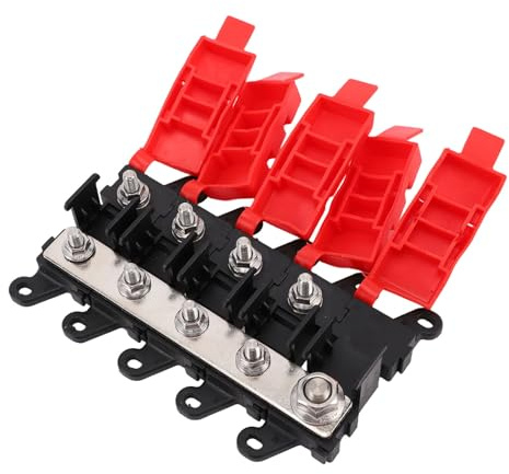 banapoy 200A Midi-Sicherungshalter, 1 in 4 Out Stromverteilungsmodul Hochstrom-Sicherungskasten, Marine Audio Messing-Sicherungsblöcke Midi-Halter für Auto Boot Wohnmobil Automobil