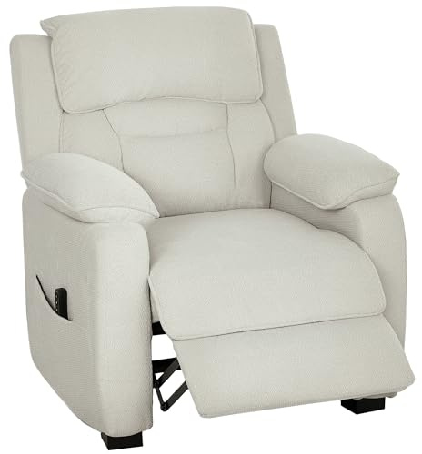HOMCOM Poltrona Relax Elettrica Reclinabile 150° con Poggiapiedi, Seduta Ampia, Poltrona Reclinabile Elettrica Silenziosa, Presa USB, Funzione Memory, Telecomando, in Velluto, per Soggiorno, Beige