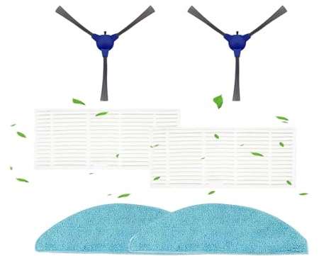 Kit de accesorios de repuesto para Cecotec para Conga M70 / M70 para aspiradora robot Genesis, con filtro de cepillo lateral y paño de fregona para el cuidado del suelo
