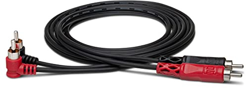 Hosa CRA-202R Stereo Interconnect, Dual RCA to Dual Right-angle RCA, 6.6 Feet