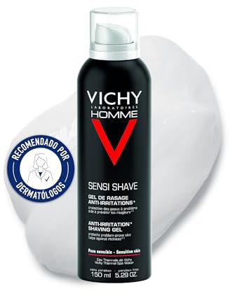 Vichy Gel de Afeitar, Antiirritaciones, Calmante, Hidrata y Protege la piel, Previene Rojeces, Enriquecido con Agua Termal, Para Piel Sensible, Homme, 150ml