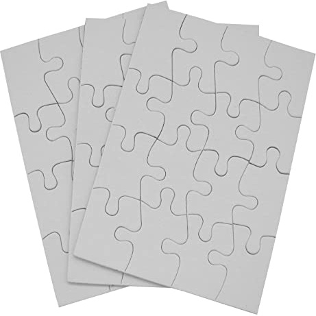 Inovart Puzzle-It 16-Piece Blank Puzzle, 12 Puzzles Per Package, 4 x 5-1/2, White