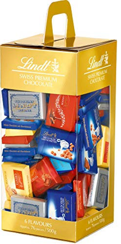 Lindt Naps Schokoladentäfelchen Mischung, Carrier Box, 500 g, Schwarz