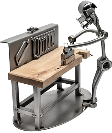 STEEMO Schraubenmännchen Tischler Schreiner Handwerker Geschenk Metall-Deko Figur 18x14x18 cm