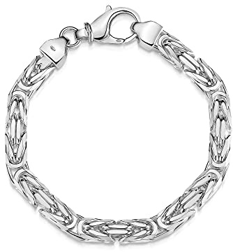 Silberketten-Store Königsarmband 925 Silber Herren 7 mm Stärke I Männer Silberarmband mit Karabiner Verschluss I Armkette Herren vierkant hochglanz