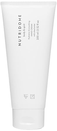 NUTRIDOME Handcreme für Sehr Trockene Hände 100 ml, Feuchtigkeitscreme mit Provitamin B5 und Sheabutter, Arganöl für Strapazierte und Rissige Hände, Pflegecreme Zieht Schnell Ein