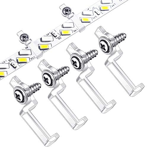Mudder 200 Pieces LED Strip Light Clips Mounting Bracket Fixing, One Side Fixing Clips with 200 Pieces Screws for 10 mm Wide Non Waterproof 3528/5050 LED Light Strip(Transparent)