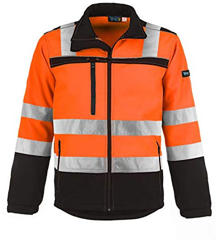 TMG® Warnschutzjacke für Herren | strapazierfähig | gefütterte Arbeitsjacke Klasse 2 | Orange 3XL
