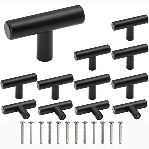 T Manopole per Mobili 12 pezzi Pomelli per Cassetti Pomolo in Acciaio Inossidabile per Porte Armadi e Credenze con Viti per Cassetti,Armadio,Porte Mobili,Decorazione Della Cucina(50*32*10mm)