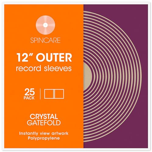 SPINCARE Crystal 25x Buste Esterne Trasparenti 33 Giri per Vinili Gatefold | Per Gatefold Singoli e Doppi da 12 | Polipropilene Senza Acidi | Protezione Quotidiana