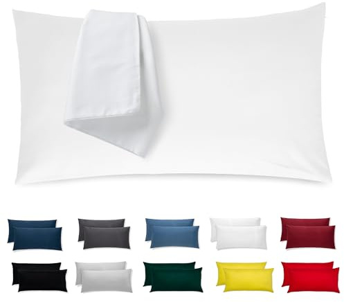 Kissenbezug 40 x 80 Baumwolle Premium Jersey 2er Set Kissenhülle Deko für Kissen Bett/Sofa Stoff Superweicher Resistent Hypoallergen Anti-Milben Kopfkissenbezug mit Verdecktem Zip Voll Waschbar